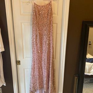 Pink sequined prom gown. Never worn. Size 4/6